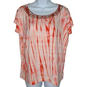 Women's T-Shirt Design History Pre-owned Size M Red/White Viscose 95% Spandex 5%